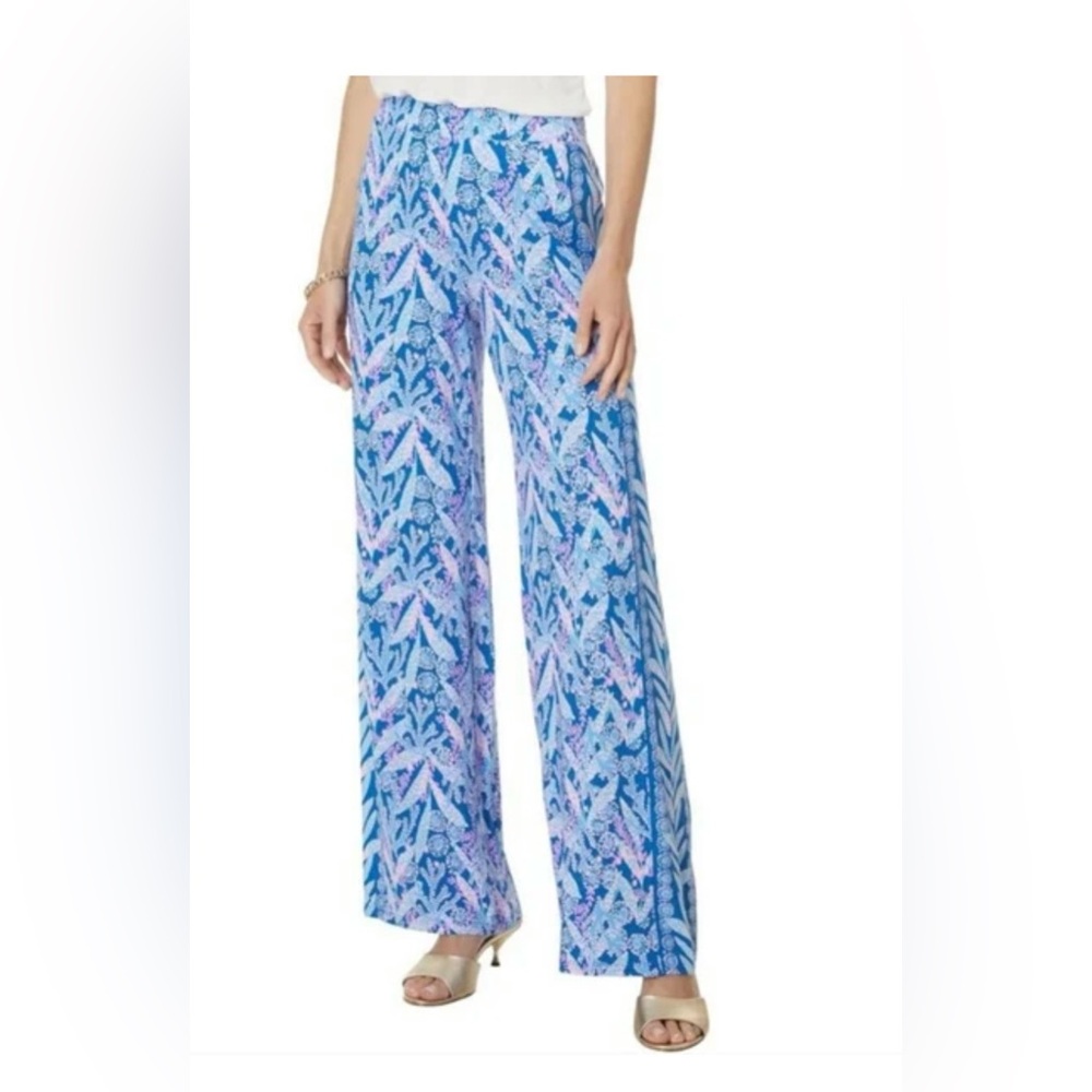 Lilly Pulitzer Blue and Purple Wide Leg Pants